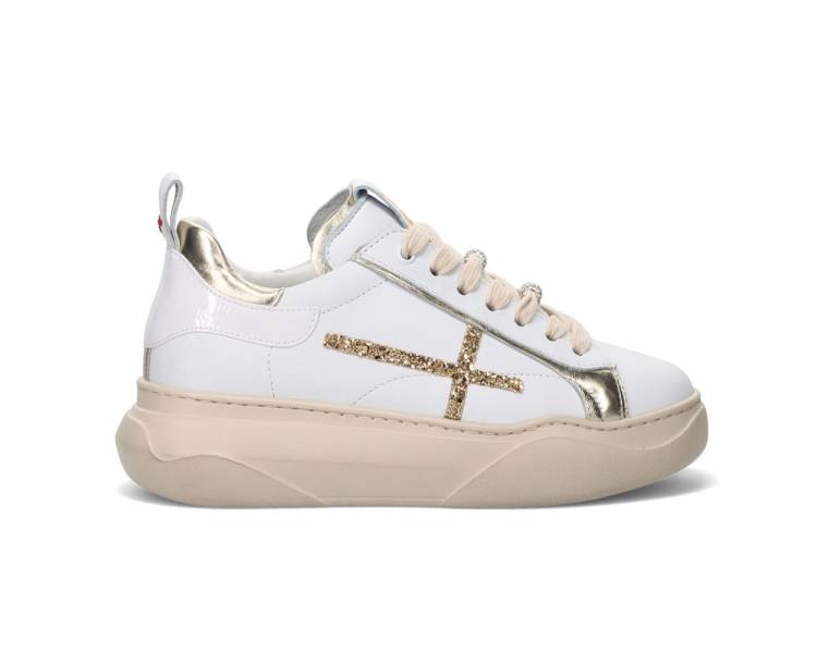 Gio+ sneakers donna con logo in glitter oro