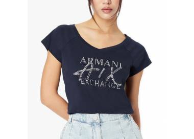 T-shirt Armani Exchange donna con scollo a V 3RYTBX