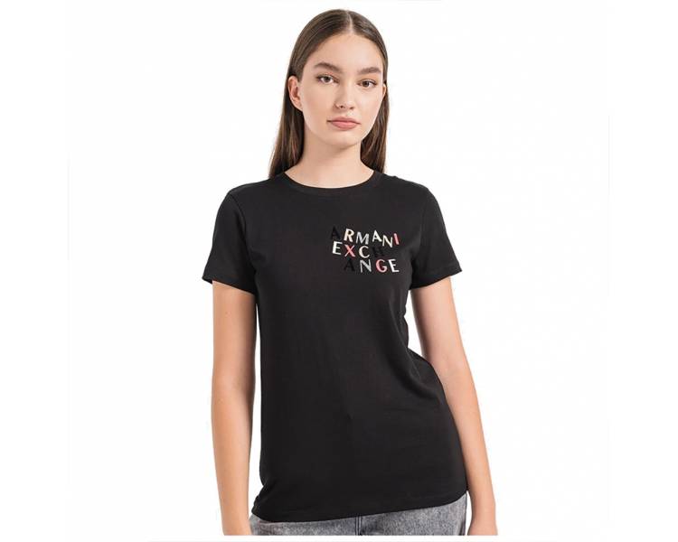 T-shirt donna Armani Exchange con logo multicolor