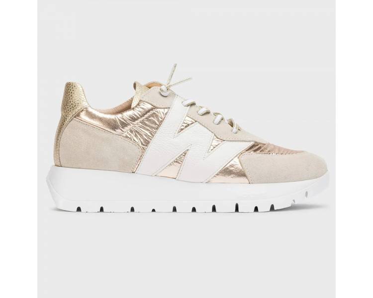 Sneakers donna Wonders beige in pelle